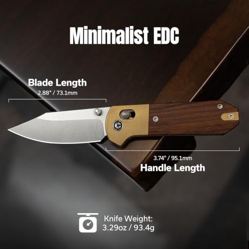 Image of CIVIVI Yonder Clip Point 2.88 inch 14C28N Pocket Knife EDC Wood /Brass C25026-1 | Ambidextrous Carry, Smooth Action, Pocket-friendly, Crossbar Lock Mechanism