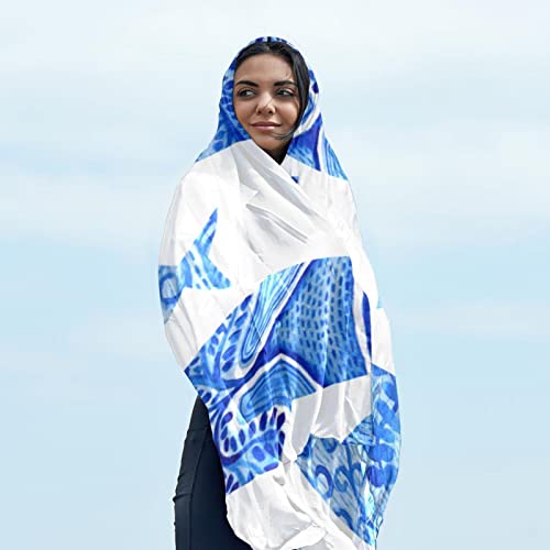 Écharpe légère femme motif poisson imprimé multicolore - 7
