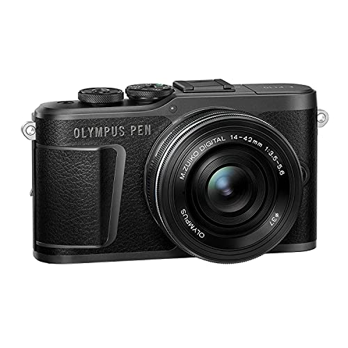 OM SYSTEM OLYMPUS PEN E-PL10 Black Camera Body with Black M.Zuiko Digital 14-42mm F3.5-5.6 EZ Lens
