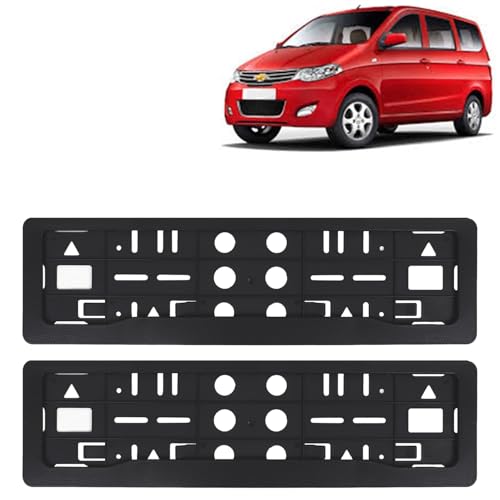 Image of KINGSWAY Enjoy Car Number Plate Frames for All 2013 to 2017 Models of Chevrolet Car Registration Plate Holders, Black Licence Plate Covers (Front and Rear), Universal Size 51.5 x 14.5 cm