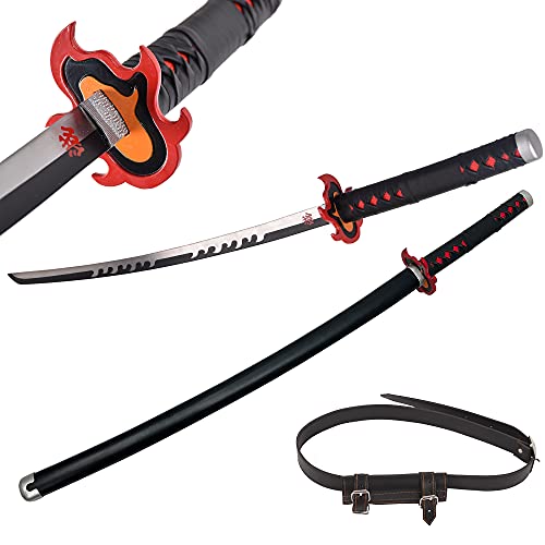 minghu Sword, Demon Slayer Sword,rengoku Sword Steel Edition, tanjiro Anime Cosplay,Handmade Katana zenitsu Sword, 40.55 inch