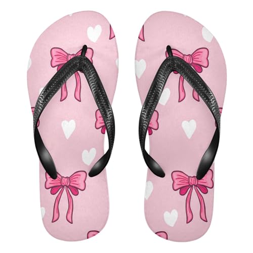 Nander Cute Pink Bows Sandal Flip Flops of Men's & Women's,Beach Slippers Flip Flops Shower Shoes