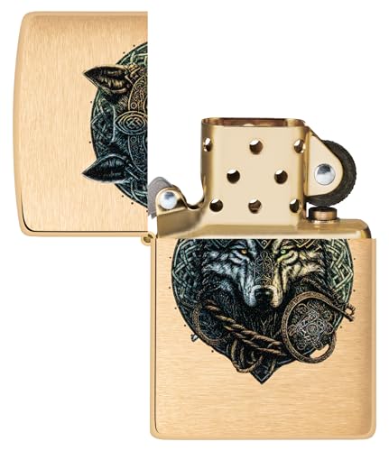 Encendedor Zippo Wolf Warrior Brushed Brass miniatura 4