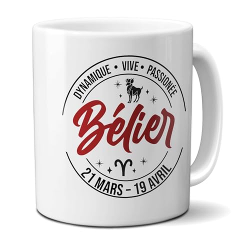 DECOHO Mug signe astrologique Bélier - 33 cl, céramique - Imprimé en France