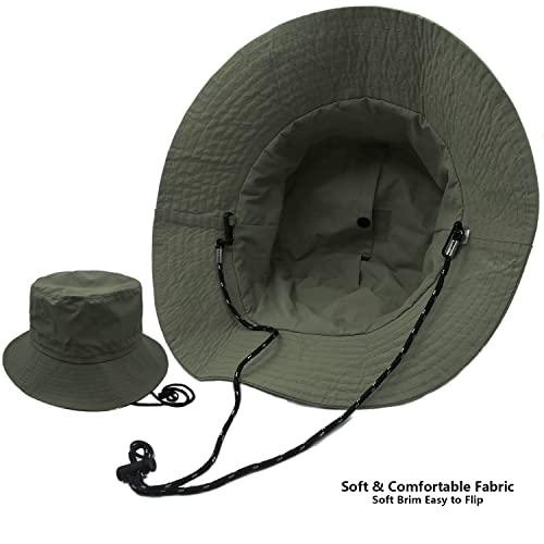 Image of woogwin Waterproof Bucket Rain Hat with Chin Strap Quick Dry Packable Boonie Sun Hat Safari Hat UV Protection