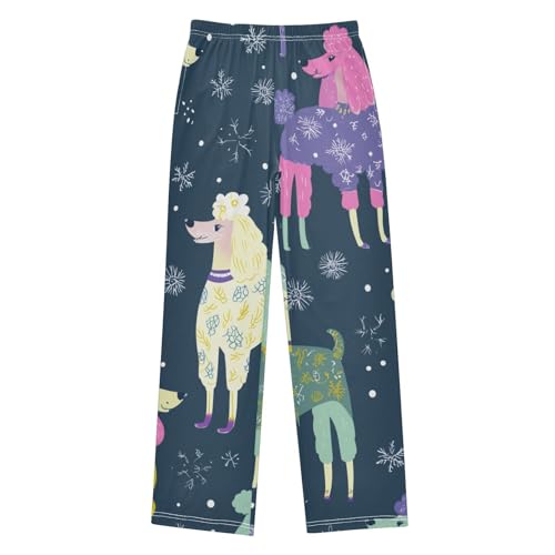 ZZXXB Colorful Poodle Boys Long Pants Soft Trousers Elastic Waist Kids Lounge Bottoms with Pockets S-XL