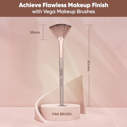 Image of Vega Fan Brush for Face Highlighter, Fan Makeup Brush, Perfect For Highlighting and Remove Access Powder, (MBN-11)