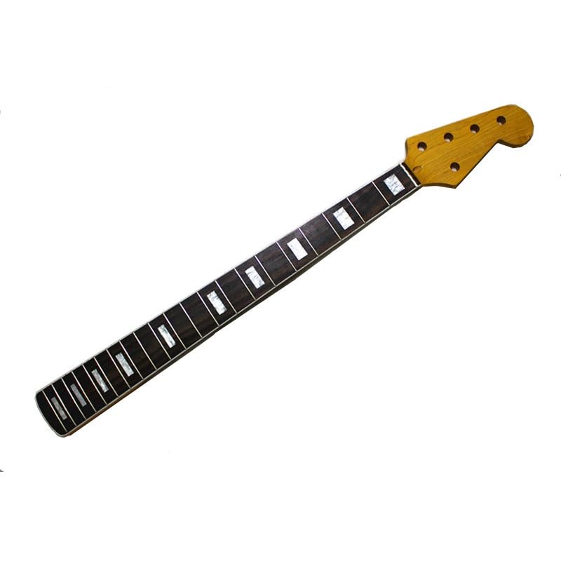 21 progów pięć strun klonowa elektryczna gitara basowa gryf z palisandrową podstrunnicą żółty kolor błyszcząca farba części do gitary