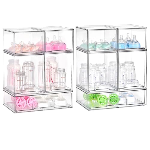 Image of Vtopmart 10 Pack Baby Bottle Organizer Set, Stackable Storage Drawers Ideal for Kichen Countertop, Vanity, Bathroom, Cabinet, Pantry Organization