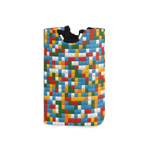 Jihqo Laundry Hamper Basket Building Blocks Collapsible Nursery Storage Bin Waterproof Clothing Baskets for Home Bedroom Bathroom Washing Room