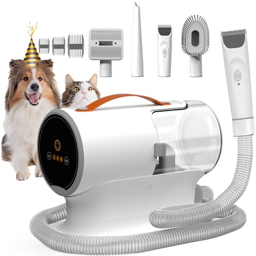 Image of FIXR Dog Grooming Vacuum Kit with Clippers, 12000Pa Strong Suction, 2L Large Dust Cup, Low Noise <50dB, 5-in-1 Pet Hair Trimmer for Dogs Cats Shedding & Home Grooming