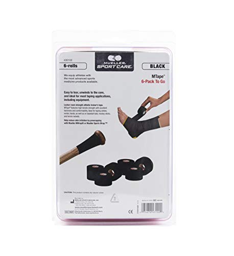 Image of Mueller Sports Medicine MTape Rolls to Go, Quality Athletic Tape, Easy to Tear for Fast & Effective Taping, 1.5 inch x 10 Yards Per Roll, 6 Rolls