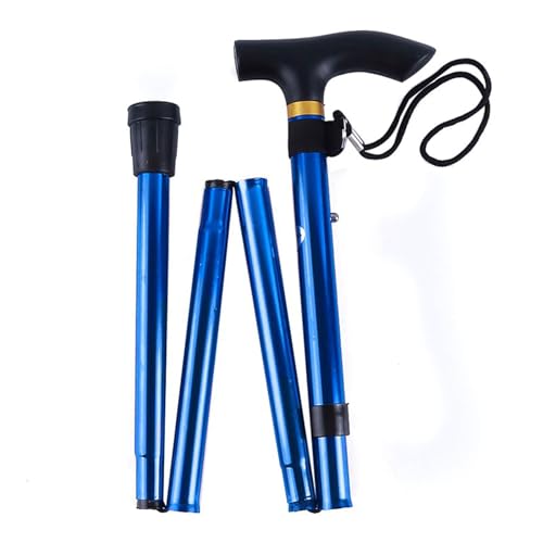 GrnArt 折り畳み式ステッキハイキングステッキ自立式ステッキ滑り止めステッキ補強ステッキ軽量長さ調節可能ユニセックス歩行補助ウォーキングエイドポータブル安全歩行補助 (ネイビーブルー)