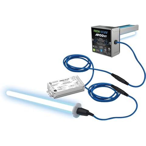 Fresh-Aire UV Fresh-Aire APCO Compact In-Duct Air Purifier w/Carbon Matrix Filter, Remote Power Supply, Includes Dual UVC 2 Year Lamp for Coils, 120-277 VAC Cover