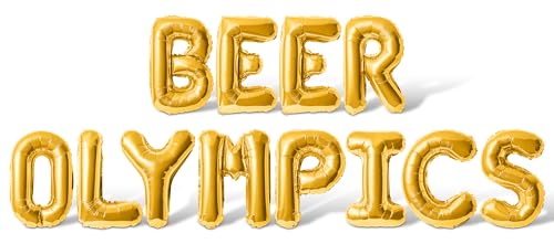 Letter Balloons - BEER LYMPICS 16 Inch Alphabet Letters Foil Mylar Balloon Beer Games Party Banner (Gold)