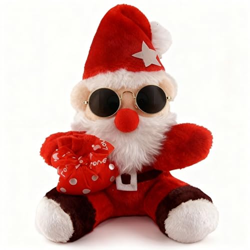 Image of Tickles Santa Claus Wearing Sunglasses Soft Stuffed Plush Toy for Kids Boys & Girls Christmas Day (Size: 30 cm Color: Red)