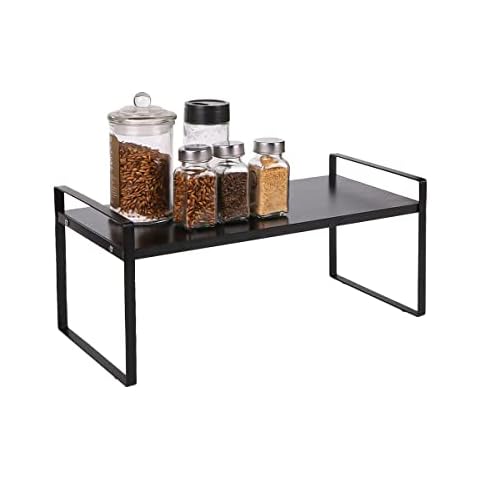 Tonxus Cabinet Pantry Shelf,Countertop Organizer,Heavy Duty Metal + Wood,Cupboard Stand Spice Rack,Under Sink Shelf,Organization and Storage for Kitchen Bathroom (Black) Cover