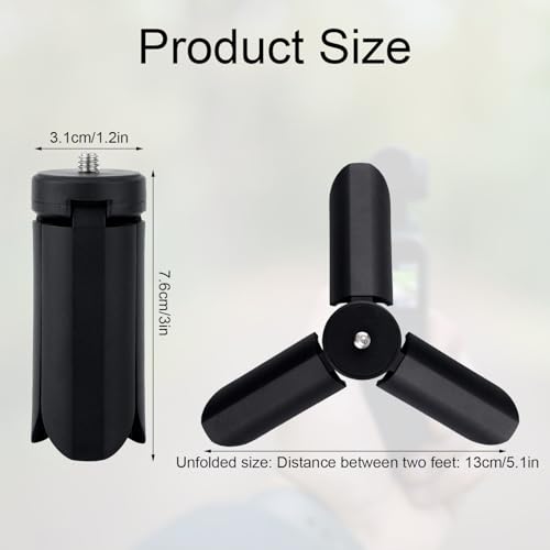Mini Tripod for DJI OSMO Pocket 3 & 2, Portable Tripod Stand Tabletop Mount Lightweight Selfie Stick Comfortable Grip Practical Digital Device Accessories Camera Parts(Black) - Thumbnail 2