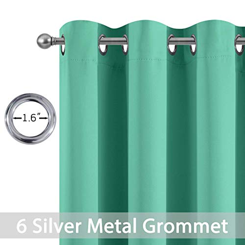 Yakamok Room Darkening Thermal Insulated with Grommet Blackout Curtains for Bedroom, 38Wx45L inch, Turquoise, 2 Panels