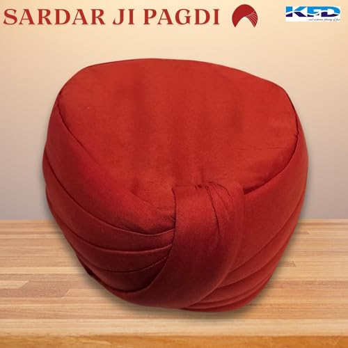 Image of Kaku Fancy Dresses Sardar Ji Turban for Kids Traditional Sikh Headwear for Fancy Dress, Cultural Events & Role Play Costume - Red