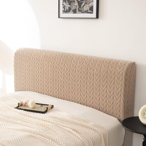 Image of HOMETHREADS Stretchable Lycra /Velvet Headboard Cover | Soft, Dust-Proof & Wrinkle-Resistant Bed Back Protector | Fits Leather, Wooden & Fabric Bedsides | for 3ft to 3.5ft Beds (Beige,90x65cm)
