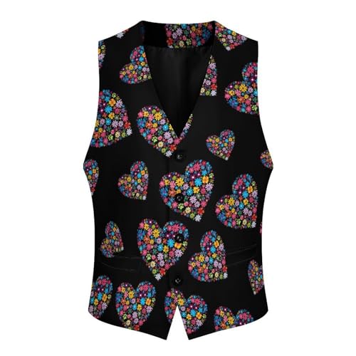 Flower Heart Novelty Men's Suit Vest Casual Formal Dress Vests Business Waistcoat3