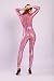 Seeksmile Unisex Hollow-Carved Shiny Dancewear Catsuit Bodysuit (Medium, Pink)