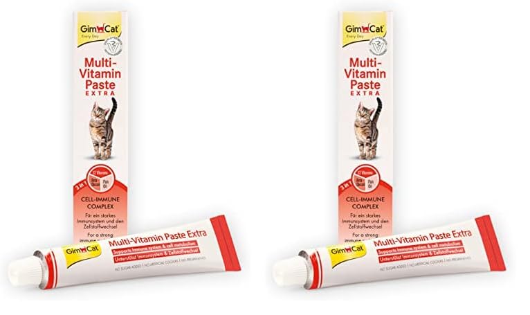 GimCat Multi-Vitamin Paste Extra - Katzensnack mit Fischöl für EIN Starkes Immunsystem und den Zellstoffwechsel - 1 Tube (1 x 50 g) (Packung mit 2)
