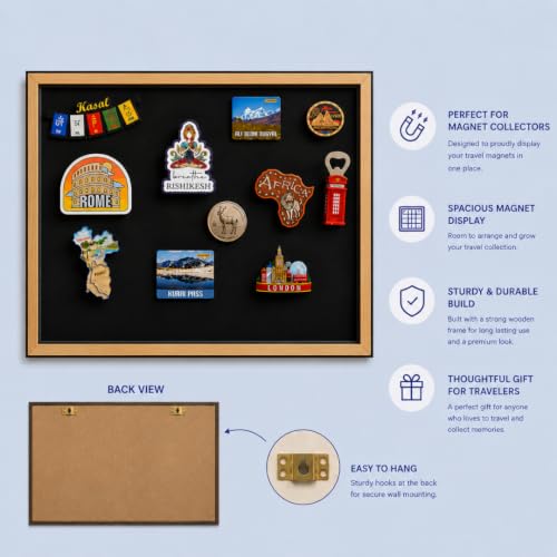 Image of Travel Souvenir Magnet Frame - Solid Background | Black | 12 inchx18 inch (Vertical)