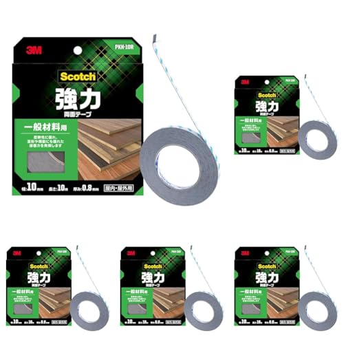 3M 両面テープ 強力 一般材料用 幅10mm 長さ10m スコッチ KH-10R 金属 木材 (× 5)