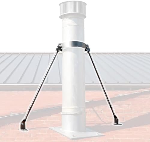 10" 9" 8" 7" 6" 5" 4" Roof Chimney Pipe Brace Holder - Weatherproof Stainless Steel Stove Pipe Support Bracket with Screws for Stability Against Wind & Snow, Hoop Dia 7 1/16" (180mm)