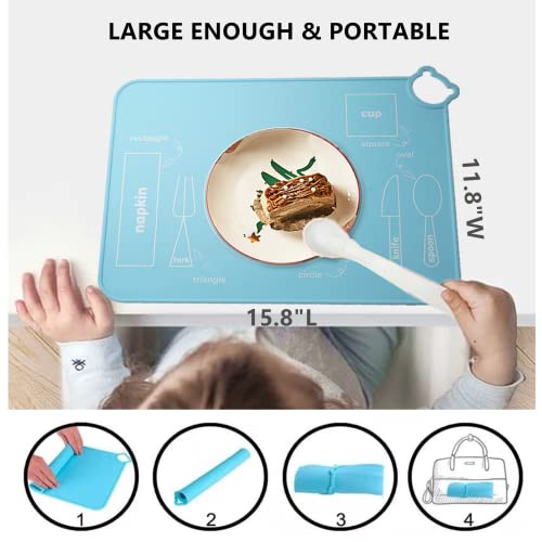 Iyyi Silicone Baby Placemat, Kids Placemats For Dining Table, Montessori Placemat, Non Slip Placemat For Toddler, Waterproof, Washable, Portable Placemat Set Of 2 (Beige+Pink) #TOP5