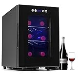 Iceblue 6 Bottle Wine Fridge Cooler, Digital Temperature Control White & Red Wine mini Refrigerator Mini Fridge with Wine Rack, Champagne Beverage Refrigerators for Bar and Home and Kitchen - Black