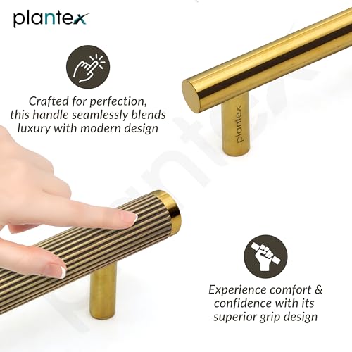 Image of Plantex Stainless Steel & Aluminium Cabinet Handle /288mm Wardrobe Door Handle /Cupboard Pull-Push Handles for Home /Office - Pack of 2 (Brass Antique & Gold)