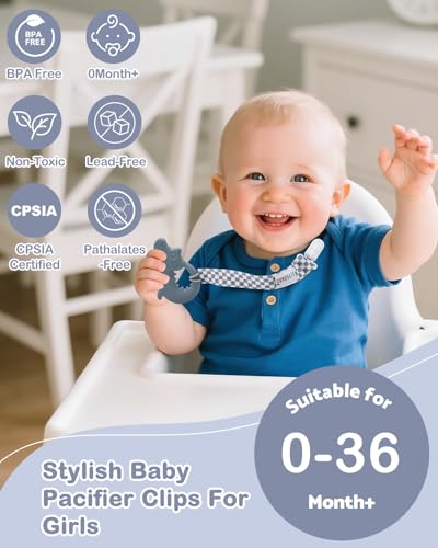 Image of ALVABABY Pacifier Clips 8 Pack Pacifier Binky Paci Holder Leashes for Teethers 8DP16A