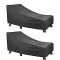 ULTCOVER Waterproof Patio Lounge Chair Cover Heavy Duty Outdoor Chaise Lounge Covers 2 Pack - 76L x 32W x 32H inch, Black