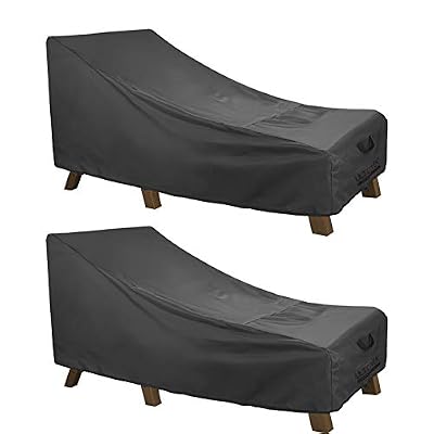 ULTCOVER Waterproof Patio Lounge Chair Cover Heavy Duty Outdoor Chaise Lounge Covers 2 Pack - 76L x 32W x 32H inch, Black