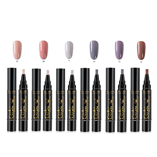 Anself Penna per smalto gel 6 pezzi Penna gel per unghie monofase 3 in 1 Soak Off UV LED Lamp Strumenti per nail art disponibili