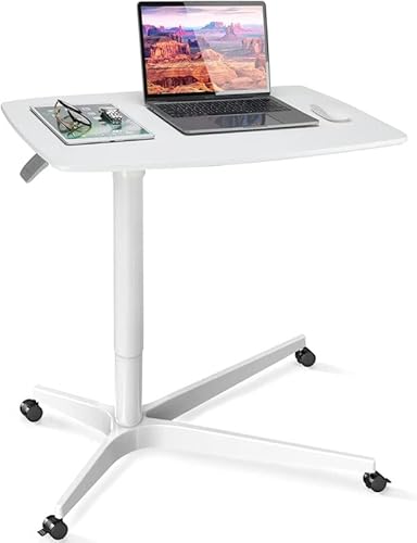 HUANUO Mobile Standing Desk, Height Adjustable Standing Desk, 30 inches Pneumatic Laptop Desk with Gas Spring Riser, Rolling Sit-Stand Desk with Wheels for Offices, Home, Medical and School HUANUO Mobile Standing Desk, Height Adjustable Standing Desk, 30 inches Pneumatic Laptop Desk with Gas Spring Riser, Rolling Sit-Stand Desk with Wheels for Offices, Home, Medical and School