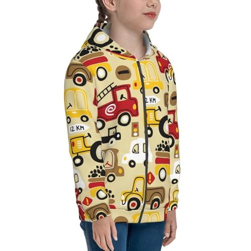Vehicles Kid Hoodies Boys Zip Up Sweatshirts Girls Pullover with Pocket4