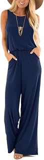 Lacozy Womens Casual Loose Sleeveless Crew Neck Supersoft Sexy Jumpsuit With Pockets