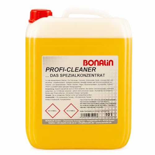 Bonalin Profi Cleaner Spezialkonzentrat 10 Liter – Hochwirksamer Universalreiniger für Caravan, Wohnmobil, Boot und Gewerbe, entfernt Regenstreifen, Fett, Teer und hartnäckige Verschmutzungen
