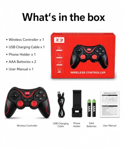 Image of X3 Wireless Mobile Game Controller with Phone Holder | Ergonomic Gamepad for Android & iOS | Precision Buttons, Anti-Slip Grip, Enhanced Mobile Gaming Experience