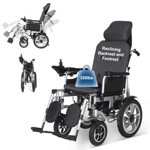 Reclining Foldable Electric Wheelchairs for Adults,Remote Control Electric Wheelchair,Lightweight Power