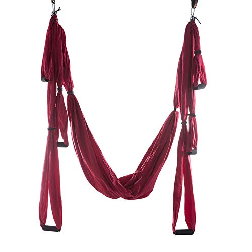 SFJRY® Aerial Yoga Swing Set,Anti-Gravity Aerial Yoga Hammock Set with Extension Belt And Carry Bag Flying Swing Trapeze Home Gym Hanging Belt,Red