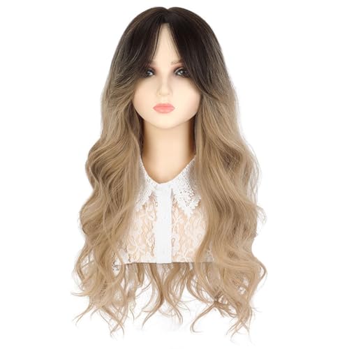 Perruque de cheveux synthétiques bouclés à frange naturelle