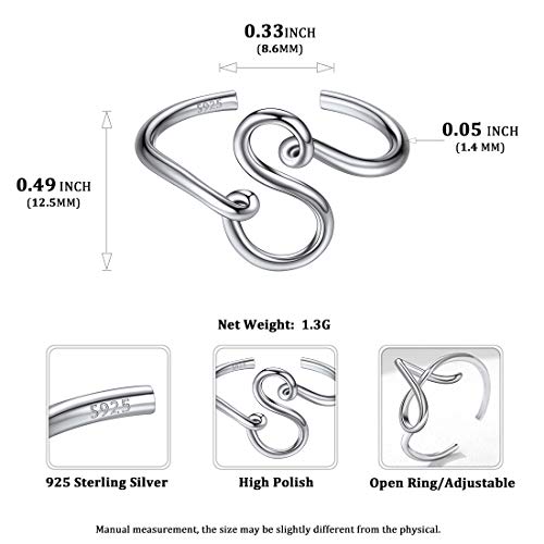 ChicSilver Personalized 925 Sterling Silver Initial Letter Ring A-Z Stackable Ring Adjustable Size 6-113