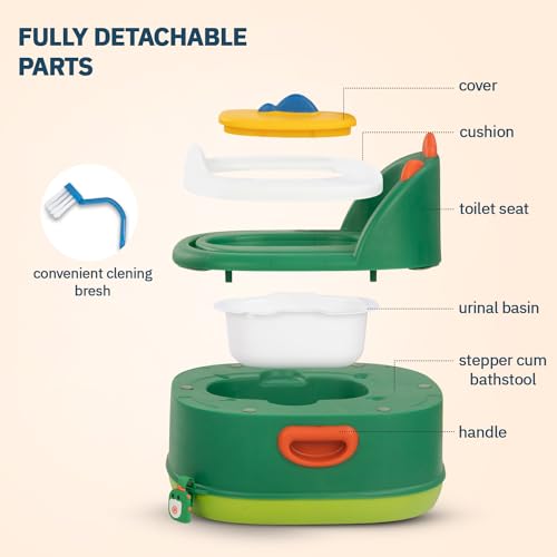 Image of Baybee 3-in-1 Baby Potty Training Seat | Comfortable & Safe Kids Potty Chair with Anti-Slip Toilet Seat, Removable Pot, Handles & Splash Guard | Potty Seat for Boys & Girls (Melon Green)