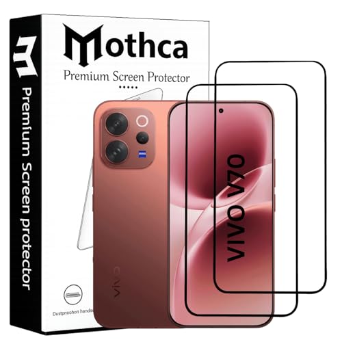 Image of Mothca Gorilla Tempered Glass Screen Protector for Vivo V70| Black | Pack of 2 | Edge-to-Edge Coverage | Scratch Resistant | Easy Installation Kit