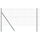 Foknhdi Grüner Gartenzaun 1,4 x 10 m aus Stahl und PVC Modernes Design Robuste Bauweise für draußen Zaun für Hunde Kaninchenzaun